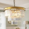 6-Light Tiered Chandelier, Painted Gold Finish, 20 Inch, Three-Tiered Triangular Crystal Strips, Non-Integrated Light Source, No Bulbs Included - 2 of 4