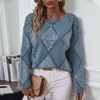 Coolmee Women's Crew Neck Crochet Hollow Out Knit Sweaters Loose Casual Sequin Pullover Tops - 4 of 4
