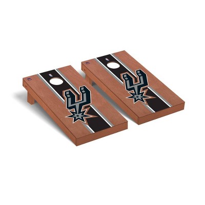 NBA San Antonio Spurs Premium Cornhole Board Rosewood Stained Stripe Version