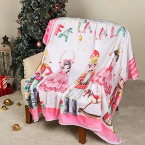 Lomsoe Christmas Throw Blanket Country Rustic Pink & White Design Soft Flannel Throw Blanket for Couch Bed Sofa. - 1 of 4