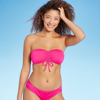 pink bandeau swim top