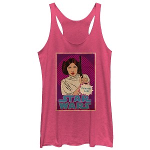 Women's Star Wars Princess Leia Trading Card Racerback Tank Top - 1 of 3