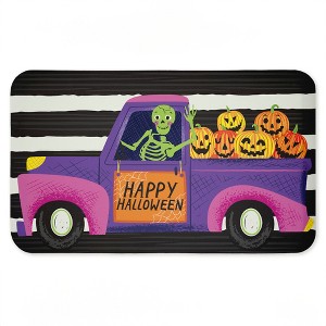 Stupell Industries Happy Halloween Skeleton Driver Printed Anti-Fatigue Floor Mat, design by Arrolynn Weiderhold, 30"x18" - 1 of 4