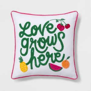 Love Grows Here Throw Pillow - Pillowfort , White