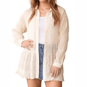 Women's Gauze Button Up Blouse - Grace + Emma - 1 of 3