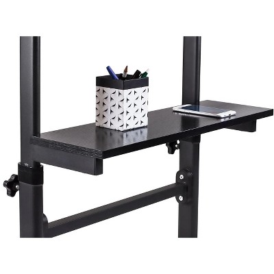Black Adjustable Mobile Stand Up Desk with Particleboard Top