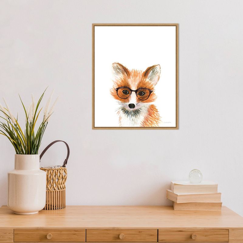 16&#34;x20&#34; Fox in Glasses Artwork by Mercedes Lopez Charro, Framed Wall Canvas, Hand-Stretched, Fade-Resistant Inks, Amanti Art, 5 of 10