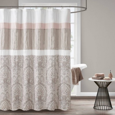 Stacie Printed Shower Curtain with Liner Blush