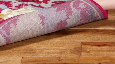 Dark Brown Floral Viscose Chenille Silk Area Rug