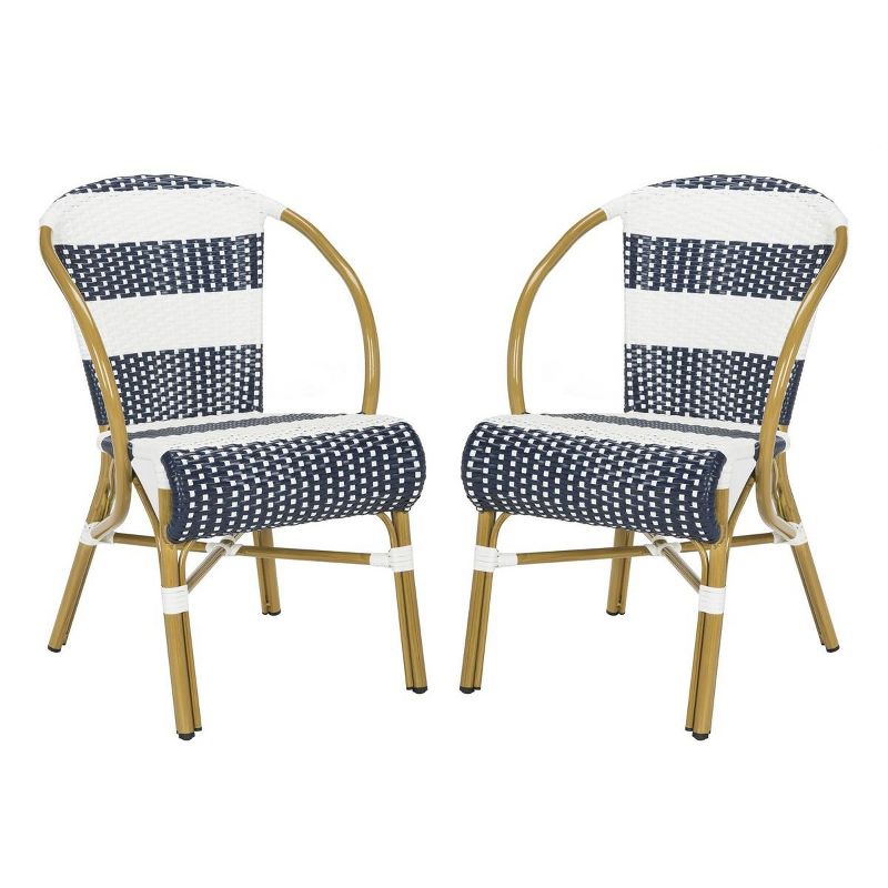 Sarita Striped French Bistro Side Chair (Set Of 2) - Navy/White - Safavieh., 2 of 9