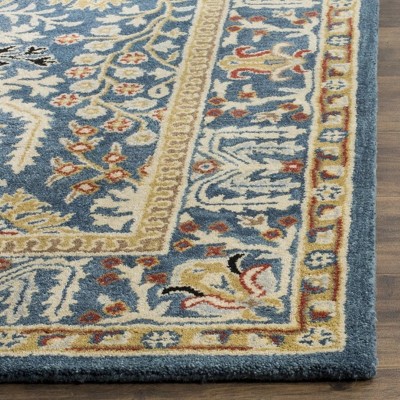 Handmade Dark Blue and Multi Wool Tufted Area Rug