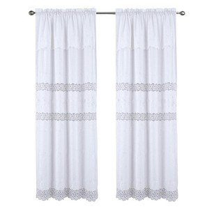 RT Designer Collection Antonia Macrame Luxurious Decorative Rod Pocket Curtain Panel 54" x 84" White - 1 of 4