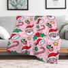 FIONECA Christmas Blanket with Santa Claus Candy Cane Christmas Ornaments and Holly Pink Design 40x50 inches - 3 of 4
