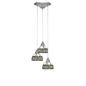 Toltec Lighting Europa 3 - Light Pendant in  Brushed Nickel with 7" Royal Merlot Art Glass Shade - 1 of 1