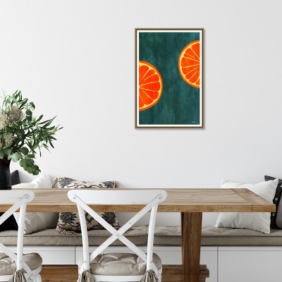 Orange Slices Abstract Canvas Print with Bronze Frame