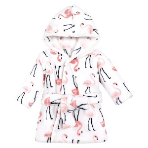 Hudson Baby Unisex Baby Plush Animal Face Bathrobe, Flamingo, 0-9 Months - 1 of 2