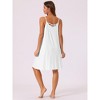 cheibear Women's Elegant U-Neck Sleeveless Lounge Dress Spaghetti Strap Tank Pajamas Nightgown - 3 of 4