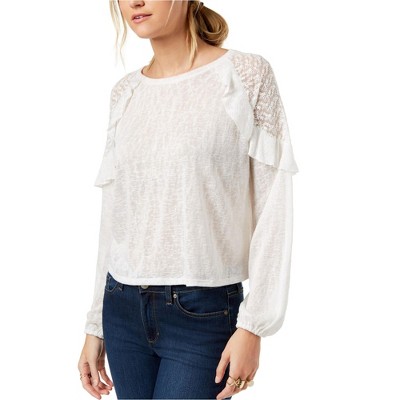 maison Jules Womens Lace Shoulder Basic T-Shirt
