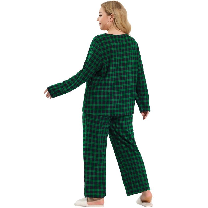 Agnes Orinda Women's Plus Size Nightgown Pajama Sets Buffalo Plaid Check Side Pocket Elastic Waist Relaxed Fit Sleepwear Pajamas, 5 of 7