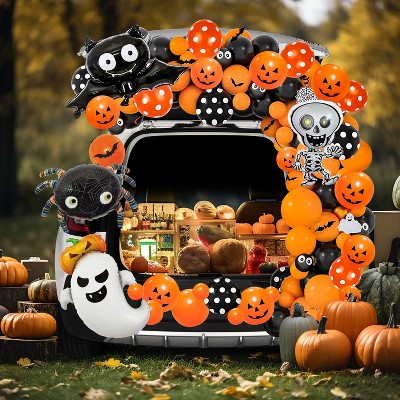 Joyfy Halloween Trunk or Treat Car Decorations, 82 Pcs Halloween Decor Outdoor Bat Ghost Spider Skeleton Pumpkin Balloons for SUV Door Archway