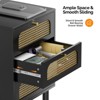 VINGLI Rattan Nightstand with Charging Station, 27" Tall Black Nightstand with 3 Drawers for Bedroom - 3 of 4