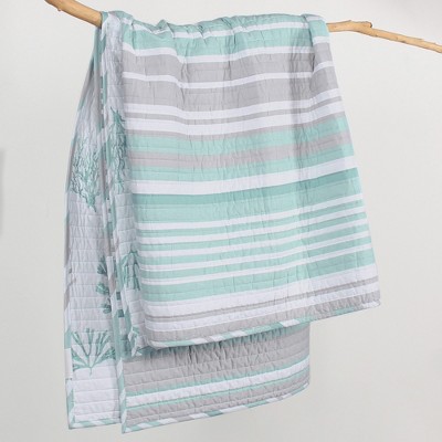Truro Coastal Teal and Grey Reversible Cotton Throw
