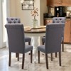 Set of 2 Tufted Upholstered Dining Chairs with High Back and Wood Legs, Fabric Parsons Side Chairs for Kitchen or Dining Room - 2 of 4