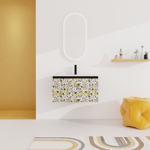 48''/24"/30"W Floating Wall-Mounted Bathroom Vanity with Unique Pattern Finish & Soft-Close Cabinet Door 4S - ModernLuxe - 1 of 4