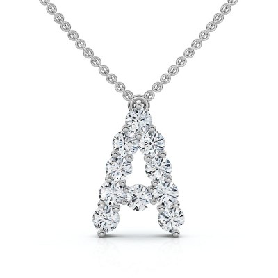 Pompeii3 1Ct Diamond Initial "A" Pendant 14k Gold 18" Necklace Lab Created 5/8" Tall