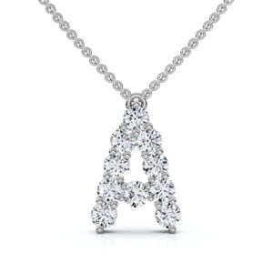 Pompeii3 1Ct Diamond Initial "A" Pendant 14k Gold 18" Necklace Lab Created 5/8" Tall - 1 of 4