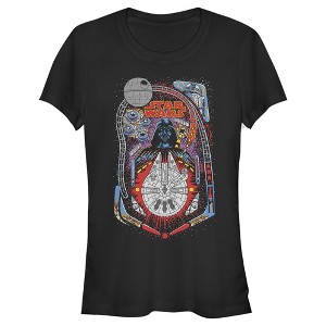 Juniors Womens Star Wars Darth Vader Death Star Pinball T-Shirt - 1 of 3