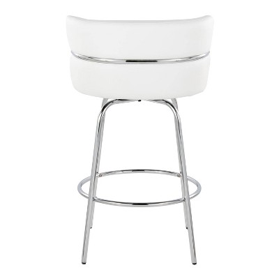 Set of 2 White Faux Leather Swivel Counter Stools with Chrome Frame