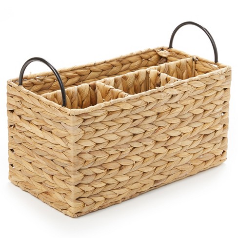 Juvale 2 Pack Small Rectangular Wicker Baskets For Shelves, 6 Inch Wide  Hand Woven Water Hyacinth Baskets : Target