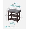 3-Tier Bamboo Shoe Bench - Entryway Organizer with Padded Seat (300 lb Capacity) & 2 Shelves, Rustic Walnut and Slate Gray - 4 of 4