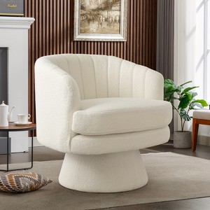 Bestier Swivel Accent Chair with Armrest, Barrel Chair with Curve Back and Soft Cushion, Round Single Sofa for Living Room, Beige - 1 of 4