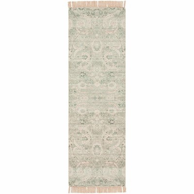 Mark & Day Wijster 2'6"x8' Runner Woven Indoor Area Rugs Sage: Stain-Resistant, Pet Friendly, Cotton & Polyester, Botanical Pattern