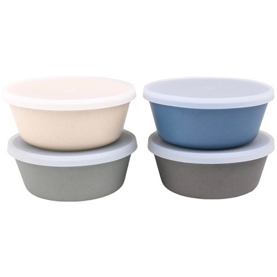 WeeSprout Bamboo Kids Bowls, Set of Four Kid-Sized Dinnerware, Cereal, Leftovers & Snack Bowl