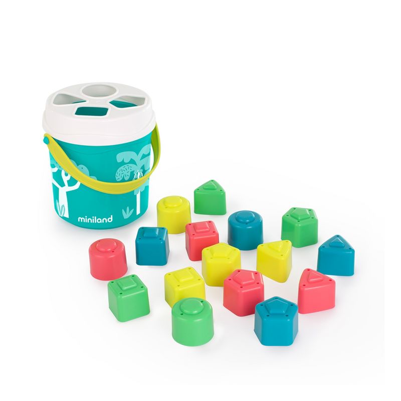 Miniland Feel to Learn: Shape Sorting Bucket, Turquoise, 2 of 4