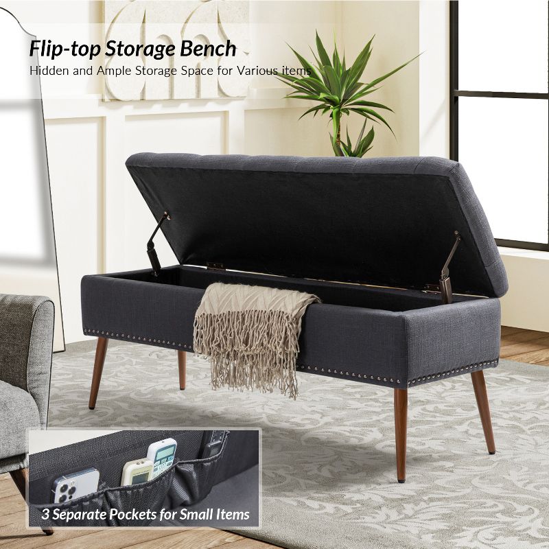 Vicky Modern Upholstered Flip Top Storage Bench |ARTFUL LIVING DESIGN, 5 of 12
