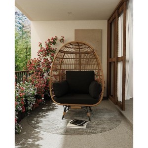 Acekool 360° Swivel Egg Chair with Cushions - Indoor/Outdoor Rattan Lounge Chair for Patio & Living Room - 1 of 4