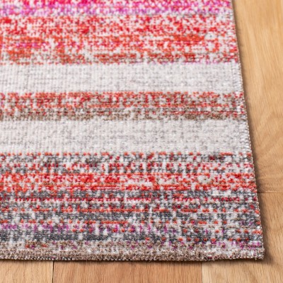 Square Red and Ivory Boho-Chic Synthetic Indoor/Outdoor Rug - 6' 7"