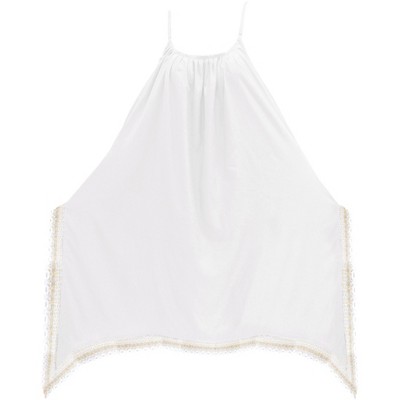 LA LEELA Women's Summer Vacation Beachwear Bathing Suit Holiday Swimwear Flowy Cover Ups Sleeveless Beach Dress for Women 16-18 White, Solid