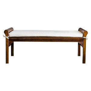 Nelson Wood Bench with Cushion Mahogany - Christopher Knight Home, Brown