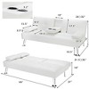 Costway Convertible Folding Futon Sofa Bed Leather w/Cup Holders&Armrests White\Black\Brown - 4 of 4