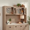 Sauder Dixon City Large Hutch Top Brushed Oak: Contemporary Country, Glass Doors, Cord Management - 3 of 4