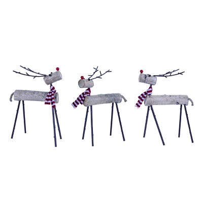 Transpac Resin 10 in. Multicolor Christmas Rustic Reindeer Set of 3