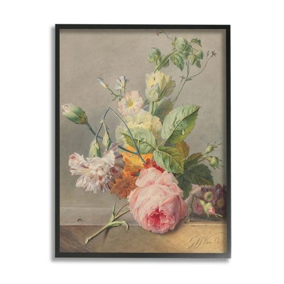 Stupell Industries Vintage Aged Pink Florals on Table Still-Life