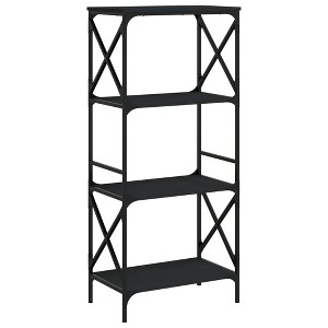vidaXL 4-Tier Bookcase in Black - Engineered Wood Construction with Industrial Metal Frame, Ample Space, and Adjustable Feet - 1 of 4