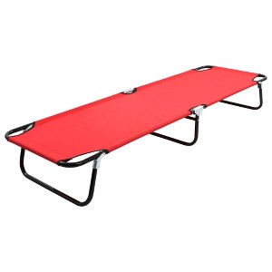 vidaXL Folding Sun Lounger Red Steel - 1 of 4