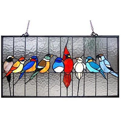 CHLOE Lighting AVES Tiffany-glass Window Panel 24.5x13